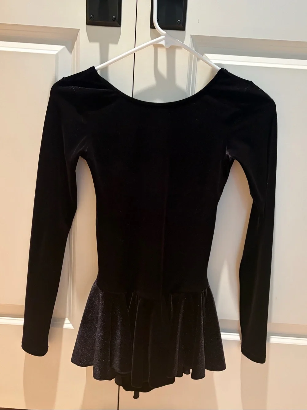 Black Long Sleeve Velvet Skating Dress
